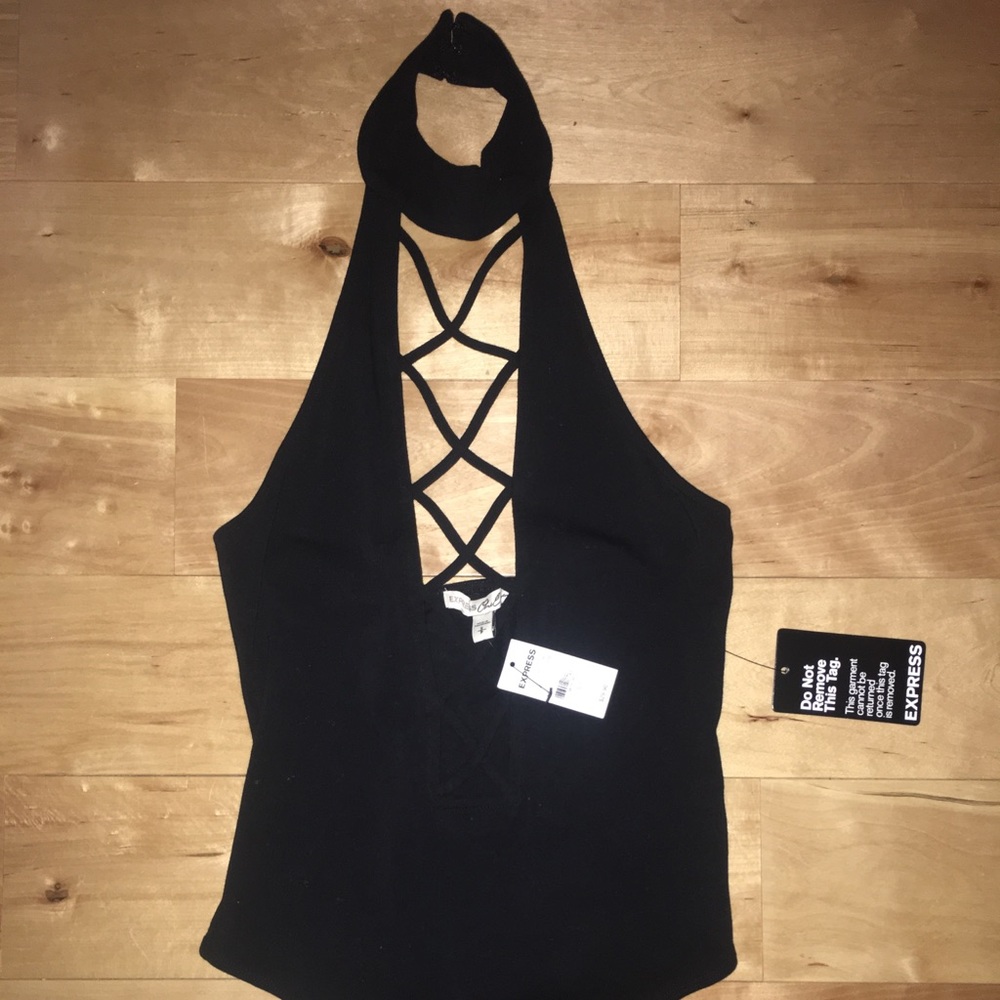 caged choker nwt black express bodysuit